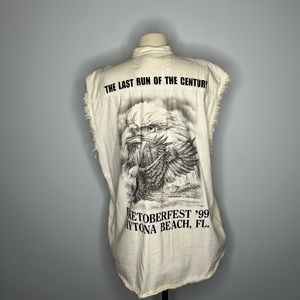 Vintage Biketoberfest Daytona Beach 1999 white cutoff shirt - $85